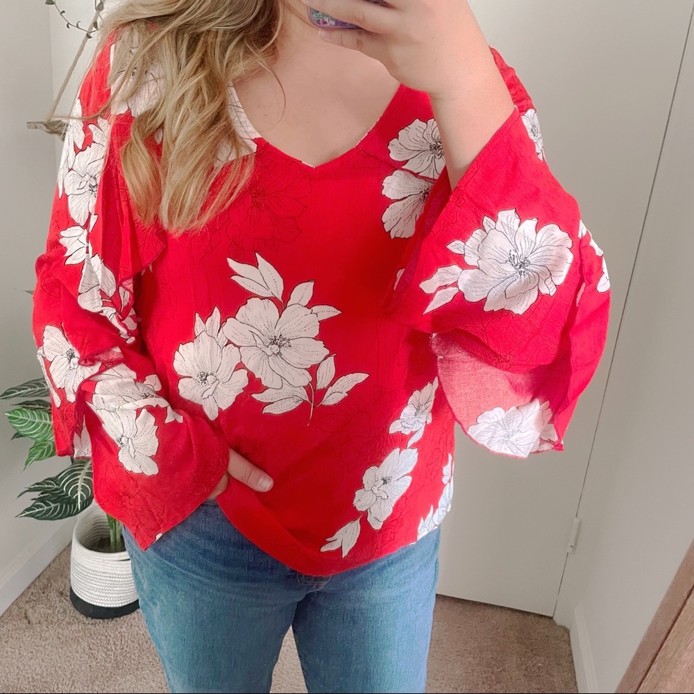 New ODDY Coral Floral Print Blouse - Picture 4 of 11